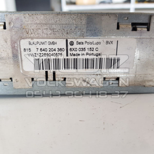 Volkswagen Polo Lupo 6X0035152C Orijinal Araçtan Sökülme Radyo CD Çalar Teyp